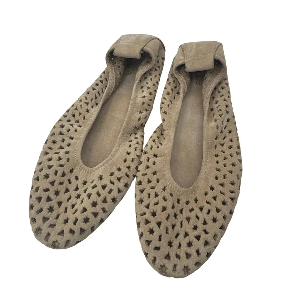 Arche Lilly Tan Perforated Nubuck Leather Ballet Flats Made in France Womens 41